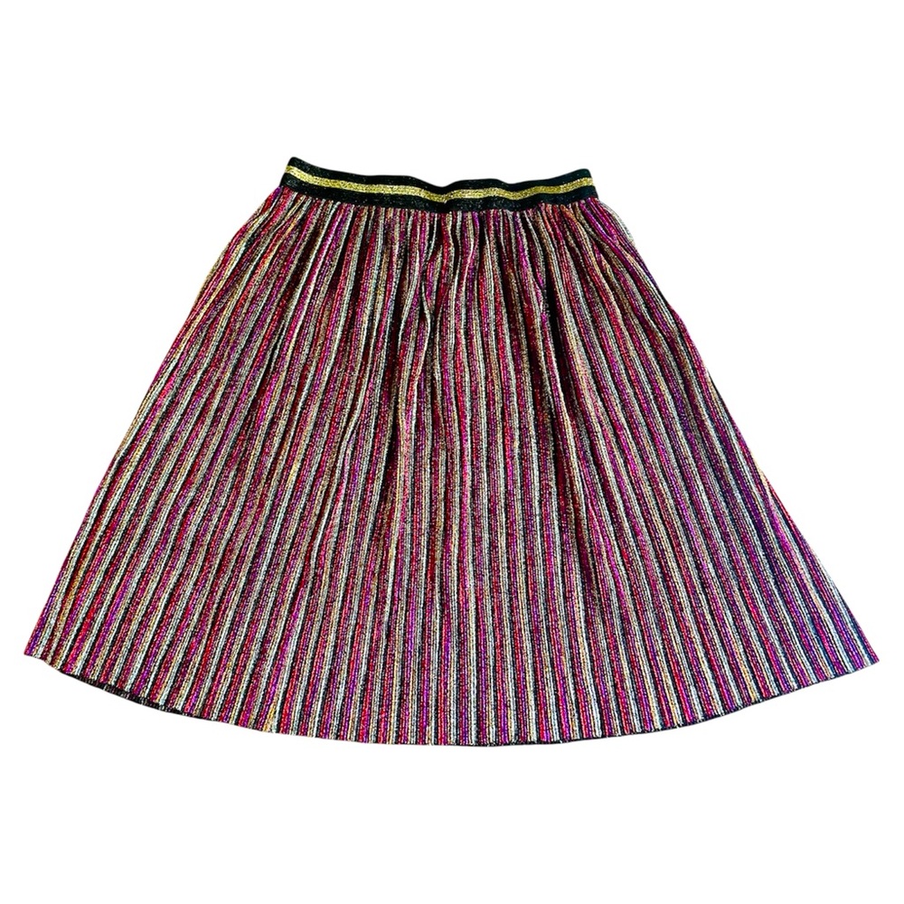 Topshop Metallic Striped Multicolor Pleated Skirt Size 12